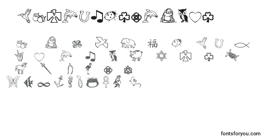 A fonte Charmingsymbols – alfabeto, números, caracteres especiais