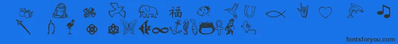 フォントCharmingsymbols – 黒い文字の青い背景