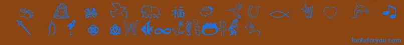 Charmingsymbols-Schriftart – Blaue Schriften auf braunem Hintergrund