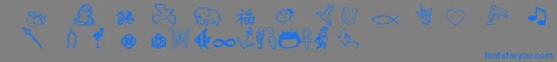 フォントCharmingsymbols – 灰色の背景に青い文字