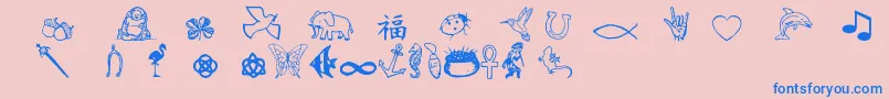 フォントCharmingsymbols – ピンクの背景に青い文字
