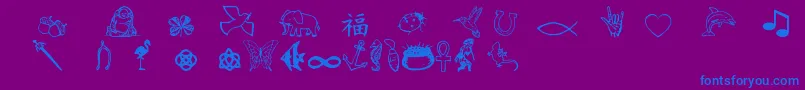 Charmingsymbols Font – Blue Fonts on Purple Background