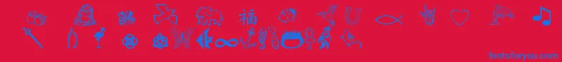 フォントCharmingsymbols – 赤い背景に青い文字