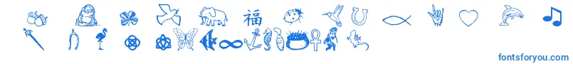 Charmingsymbols Font – Blue Fonts on White Background