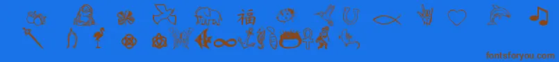Charmingsymbols-Schriftart – Braune Schriften auf blauem Hintergrund