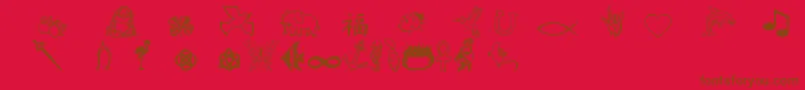 Charmingsymbols-fontti – ruskeat fontit punaisella taustalla