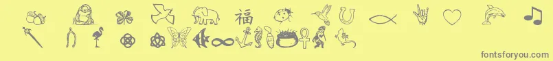 フォントCharmingsymbols – 黄色の背景に灰色の文字