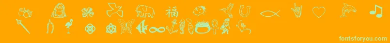 Charmingsymbols Font – Green Fonts on Orange Background