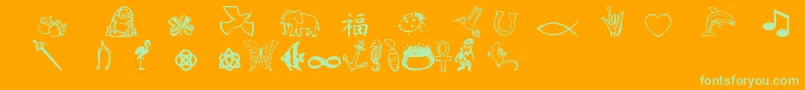 フォントCharmingsymbols – オレンジの背景に緑のフォント