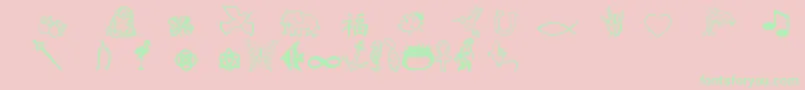 Charmingsymbols-fontti – vihreät fontit vaaleanpunaisella taustalla