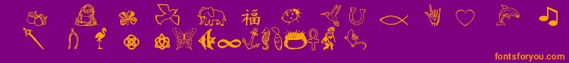 フォントCharmingsymbols – 紫色の背景にオレンジのフォント
