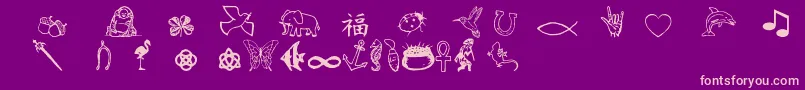 Charmingsymbols-Schriftart – Rosa Schriften auf violettem Hintergrund