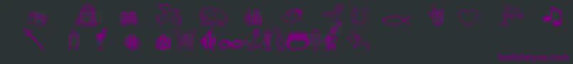 Charmingsymbols-fontti – violetit fontit mustalla taustalla