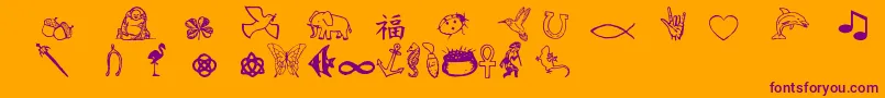 Charmingsymbols Font – Purple Fonts on Orange Background