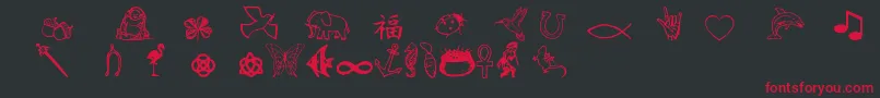 フォントCharmingsymbols – 黒い背景に赤い文字