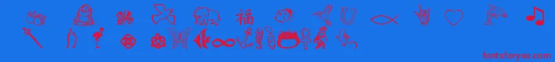 フォントCharmingsymbols – 赤い文字の青い背景