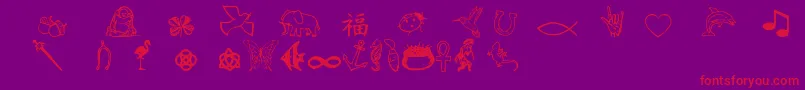 Charmingsymbols-fontti – punaiset fontit violetilla taustalla