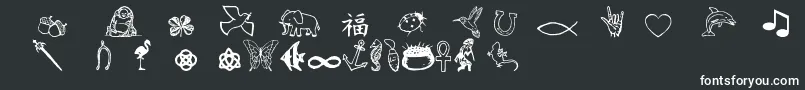 フォントCharmingsymbols – 黒い背景に白い文字