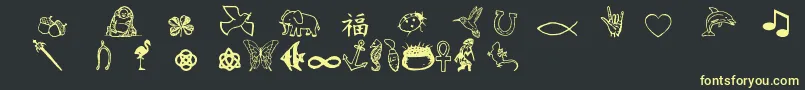 フォントCharmingsymbols – 黒い背景に黄色の文字