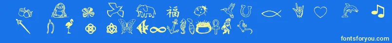 フォントCharmingsymbols – 黄色の文字、青い背景