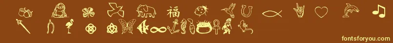 フォントCharmingsymbols – 黄色のフォント、茶色の背景