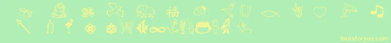 Charmingsymbols-Schriftart – Gelbe Schriften auf grünem Hintergrund
