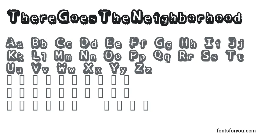 A fonte ThereGoesTheNeighborhood – alfabeto, números, caracteres especiais