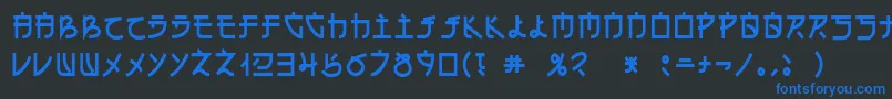 フォントDsehc – 黒い背景に青い文字