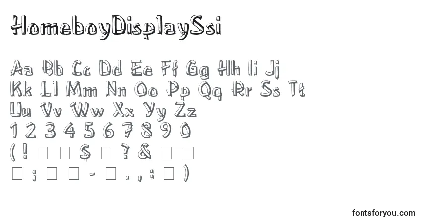 A fonte HomeboyDisplaySsi – alfabeto, números, caracteres especiais