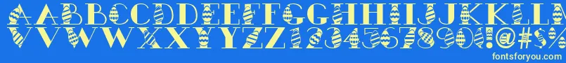 Easteregg-Schriftart – Gelbe Schriften auf blauem Hintergrund