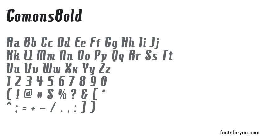 Schriftart ComonsBold – Alphabet, Zahlen, spezielle Symbole