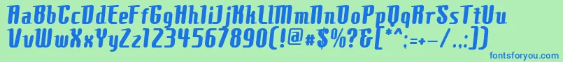 ComonsBold-fontti – siniset fontit vihreällä taustalla