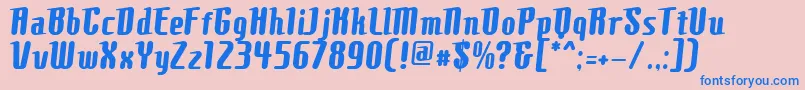 ComonsBold-Schriftart – Blaue Schriften auf rosa Hintergrund