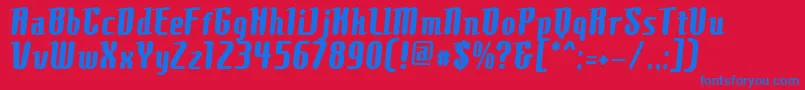 フォントComonsBold – 赤い背景に青い文字