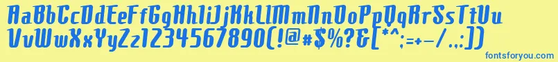 ComonsBold-Schriftart – Blaue Schriften auf gelbem Hintergrund