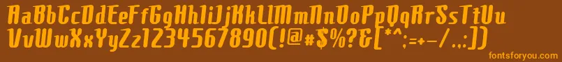 フォントComonsBold – オレンジ色の文字が茶色の背景にあります。
