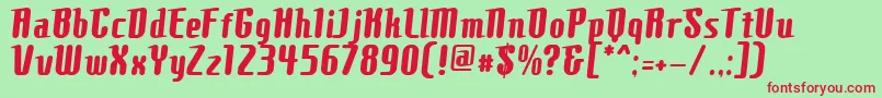 ComonsBold-fontti – punaiset fontit vihreällä taustalla