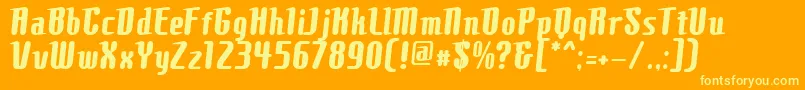 ComonsBold-Schriftart – Gelbe Schriften auf orangefarbenem Hintergrund
