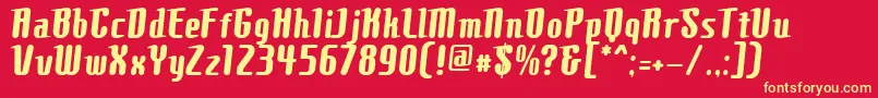 ComonsBold-Schriftart – Gelbe Schriften auf rotem Hintergrund
