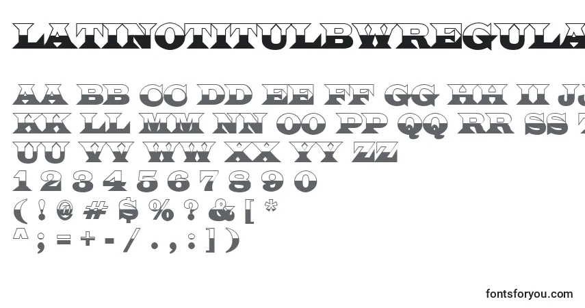 Czcionka LatinotitulbwRegular – alfabet, cyfry, specjalne znaki