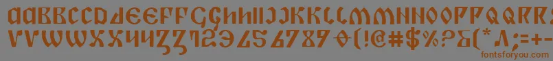 フォントPiperPie – 茶色の文字が灰色の背景にあります。