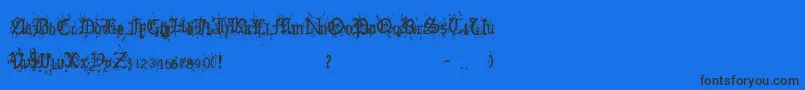 OldEnglishHearts-Schriftart – Schwarze Schriften auf blauem Hintergrund