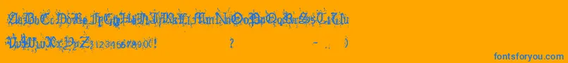 OldEnglishHearts Font – Blue Fonts on Orange Background