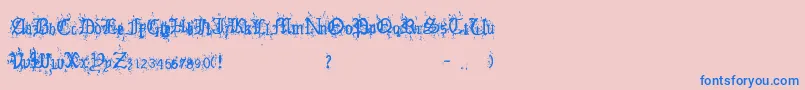 OldEnglishHearts-Schriftart – Blaue Schriften auf rosa Hintergrund