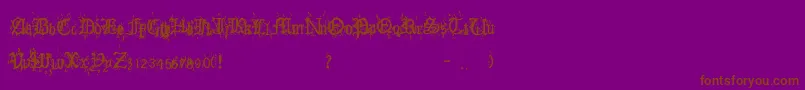 Fonte OldEnglishHearts – fontes marrons em um fundo roxo