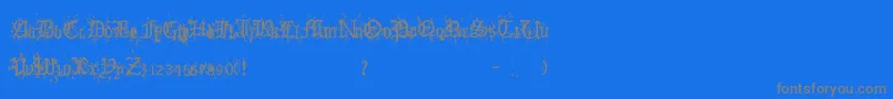 OldEnglishHearts-Schriftart – Graue Schriften auf blauem Hintergrund