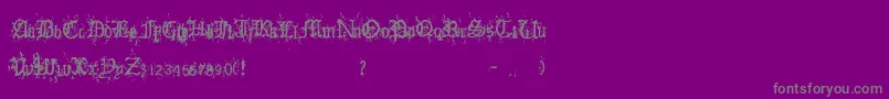 OldEnglishHearts-Schriftart – Graue Schriften auf violettem Hintergrund