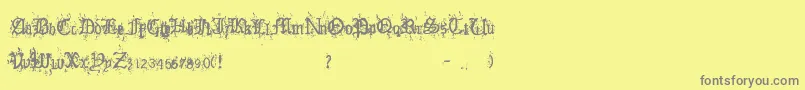 OldEnglishHearts-Schriftart – Graue Schriften auf gelbem Hintergrund