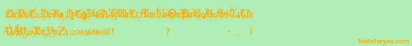 OldEnglishHearts Font – Orange Fonts on Green Background