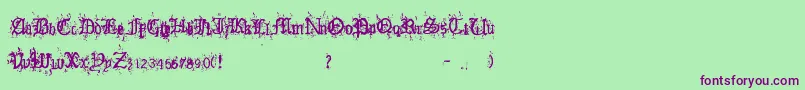 OldEnglishHearts-Schriftart – Violette Schriften auf grünem Hintergrund